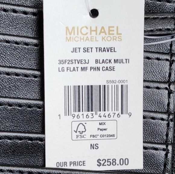 Michael Kors Jet Set LG Logo Phone Wallet Wristlet Black - Picture 5 of 6